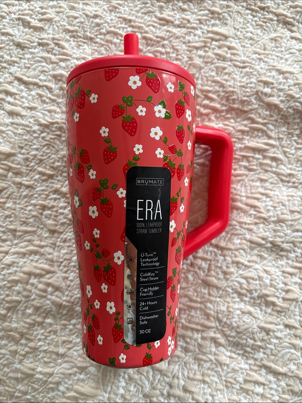 BrรผMate ERA Strawberry Red 30oz Leakproof Straw Tumbler with Handle